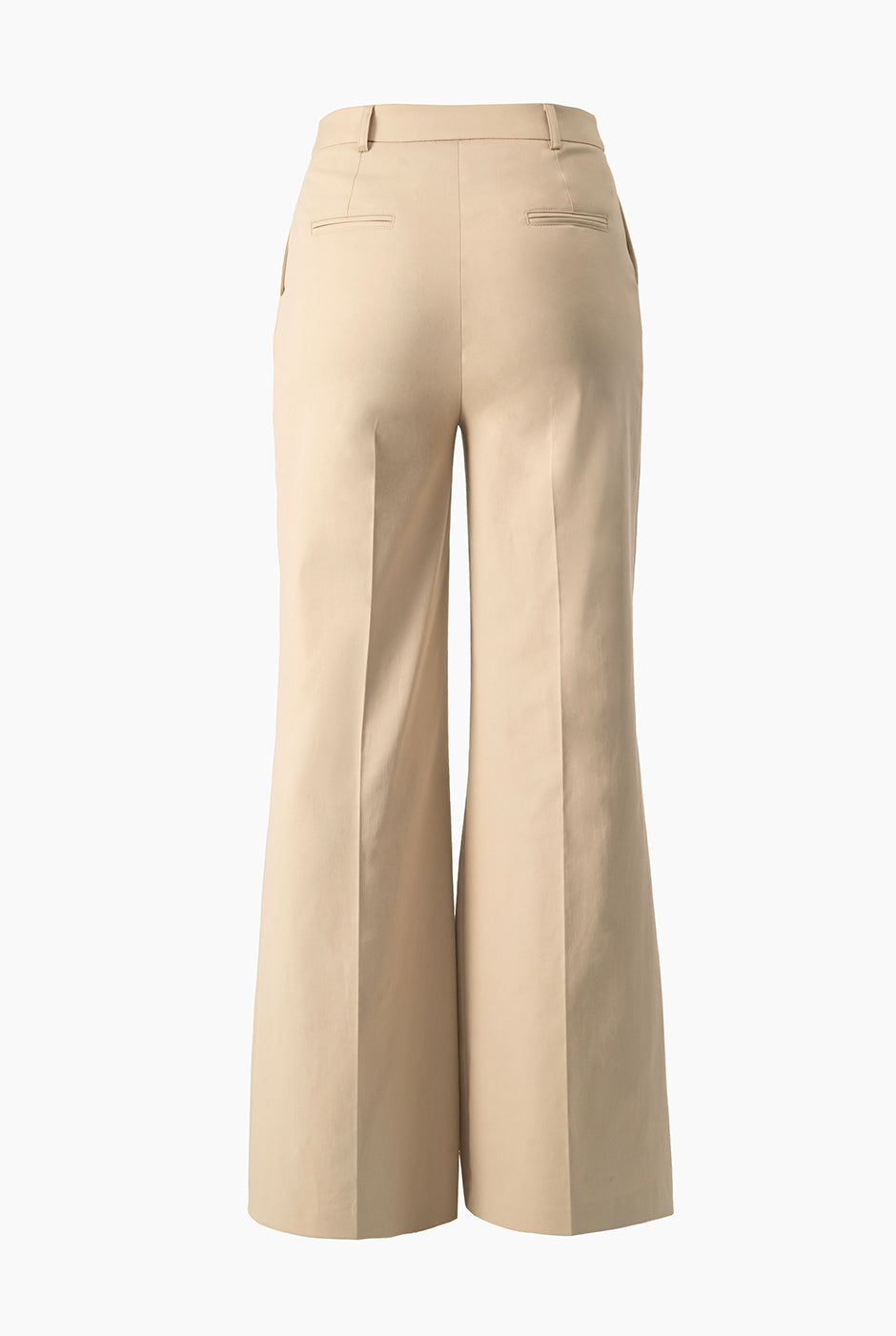 Pantalón beige de pierna ancha con bolsillos