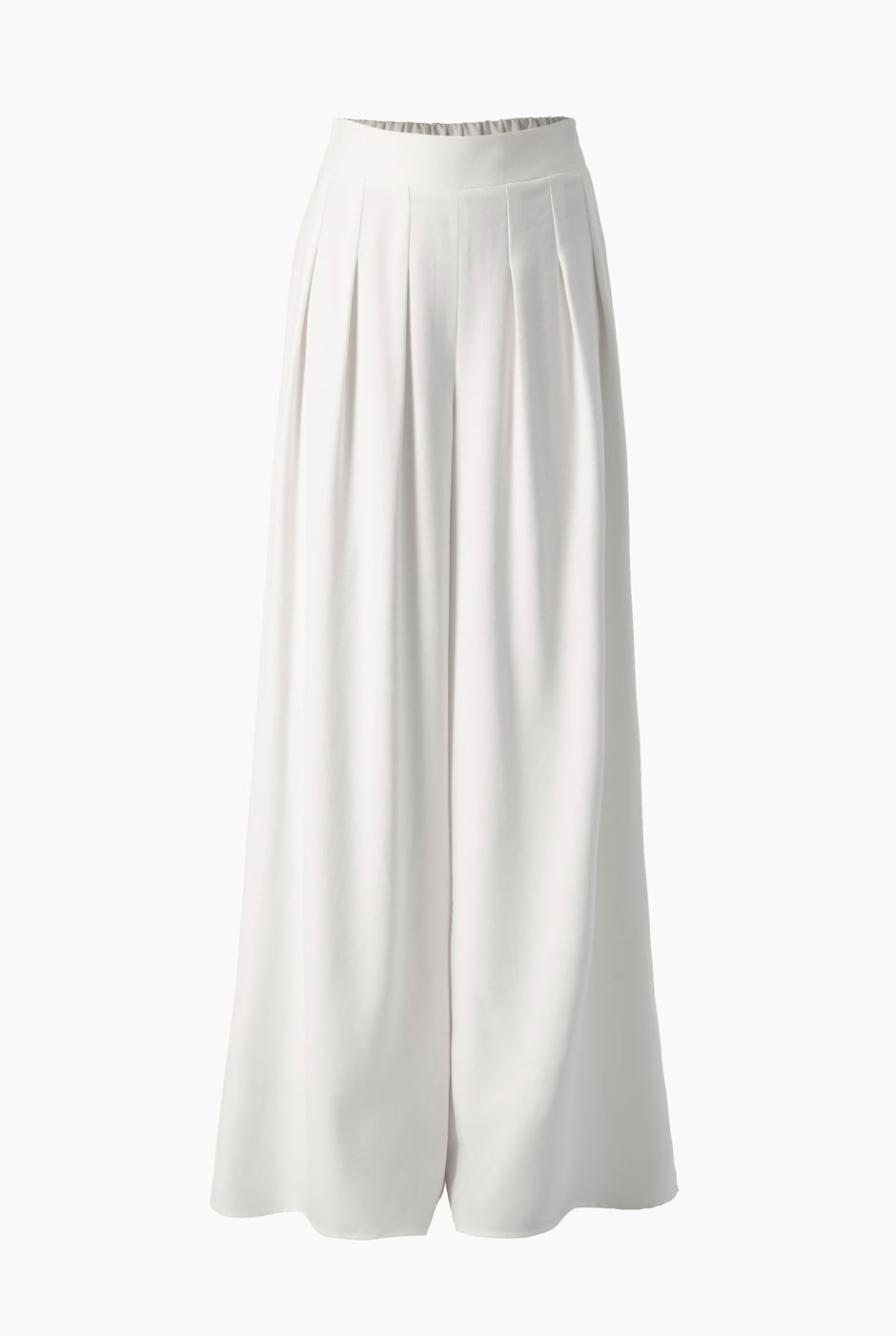 Pantalón blanco con pinzas y pierna amplia, estilo elegante