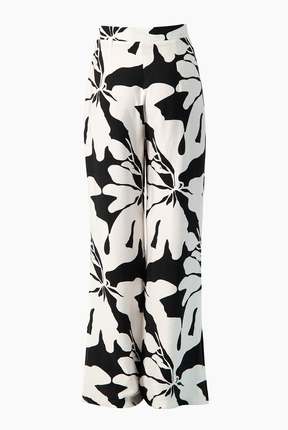 Pantalón amplio estampado blanco y negro con aberturas