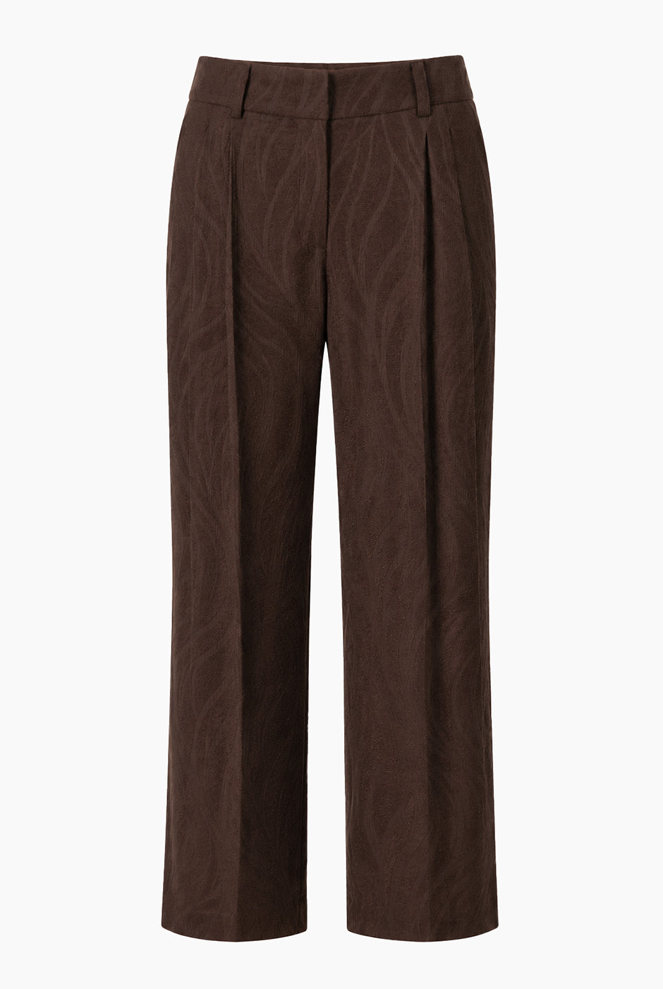 Pantalón Ivonne recto café con pinzas y bolsillos
