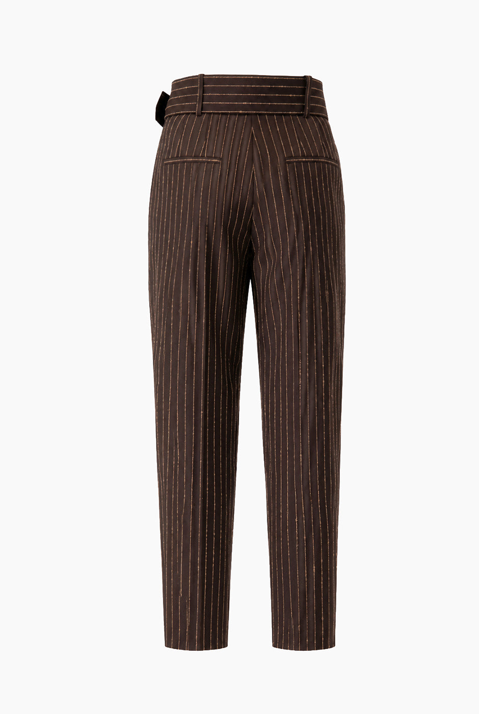 Pantalón recto de rayas café Ivonne con cinturón