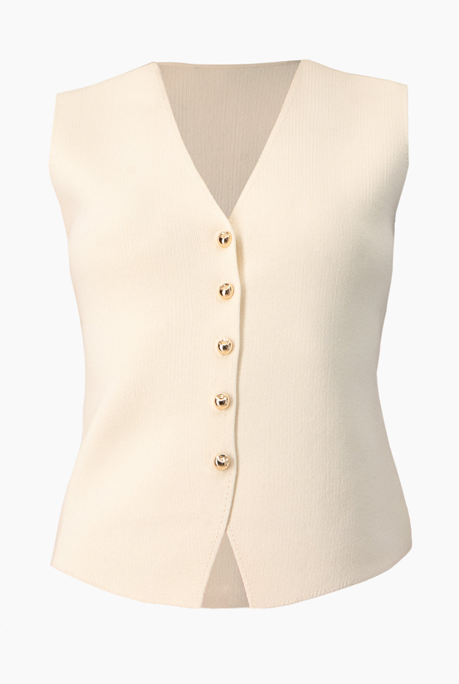 Chaleco sastreado natural con botones dorados