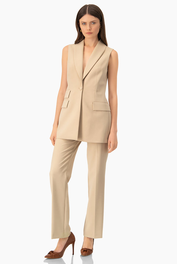 Chaleco largo con solapa