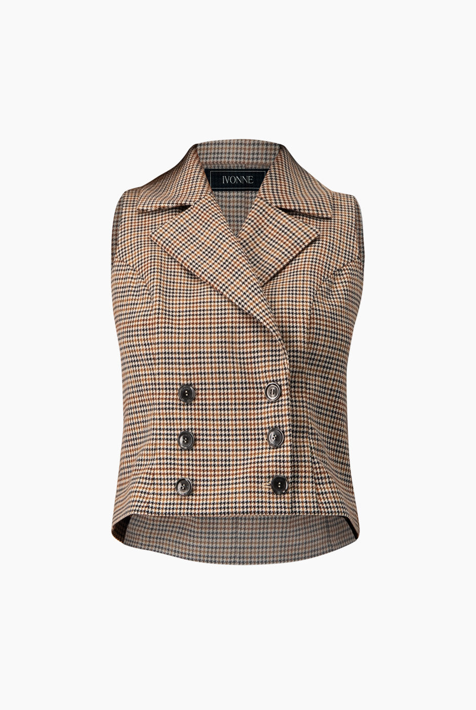Chaleco corto cruzado multicolor de Ivonne con botones dobles y solapa