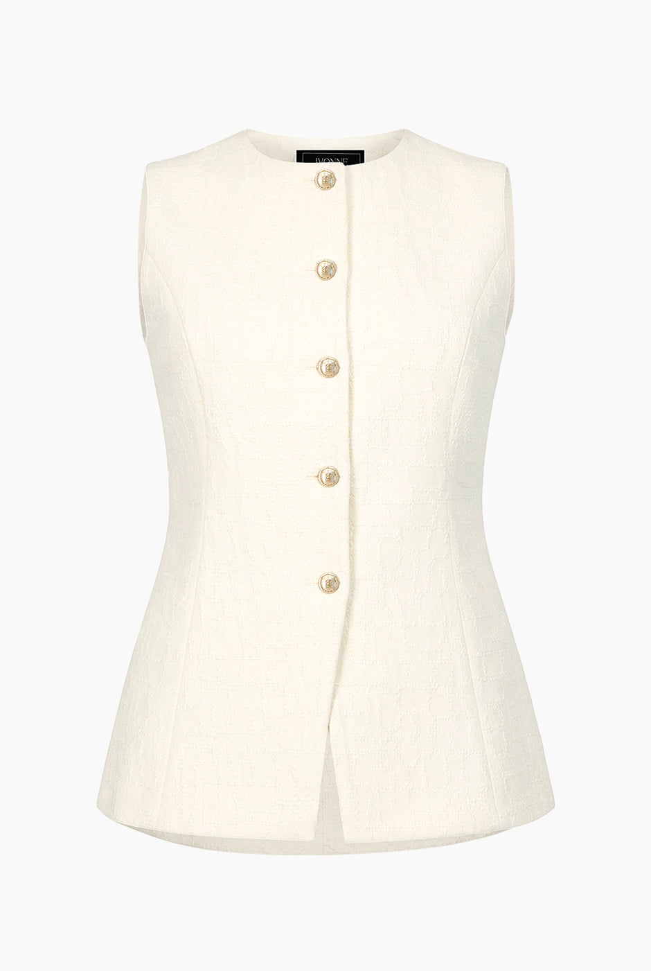 Chaleco marfil elegante con botones frontales