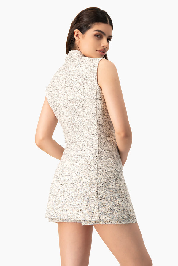 Chaleco largo tejido con bolsas