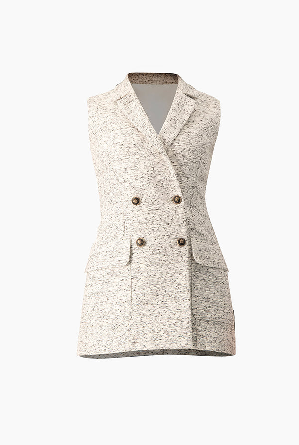 Chaleco largo tejido con bolsas