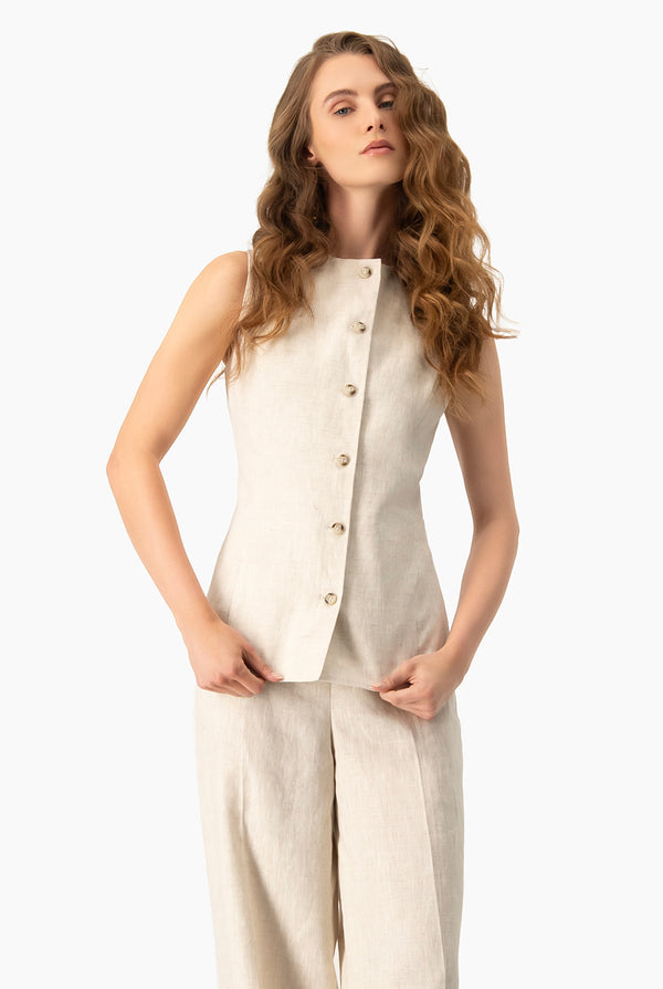 Chaleco liso color arena