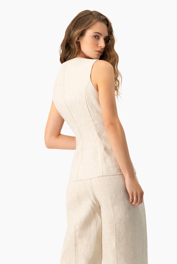 Chaleco liso color arena