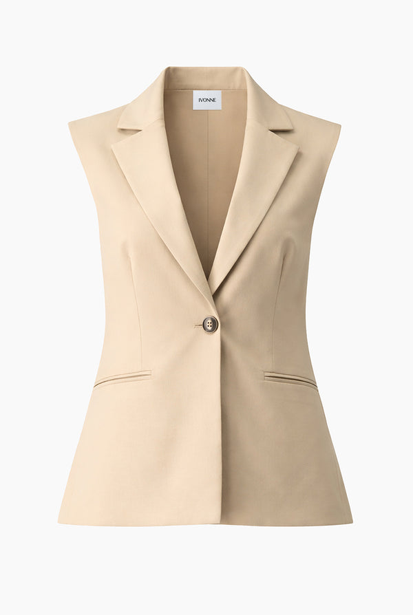 Chaleco liso tono beige