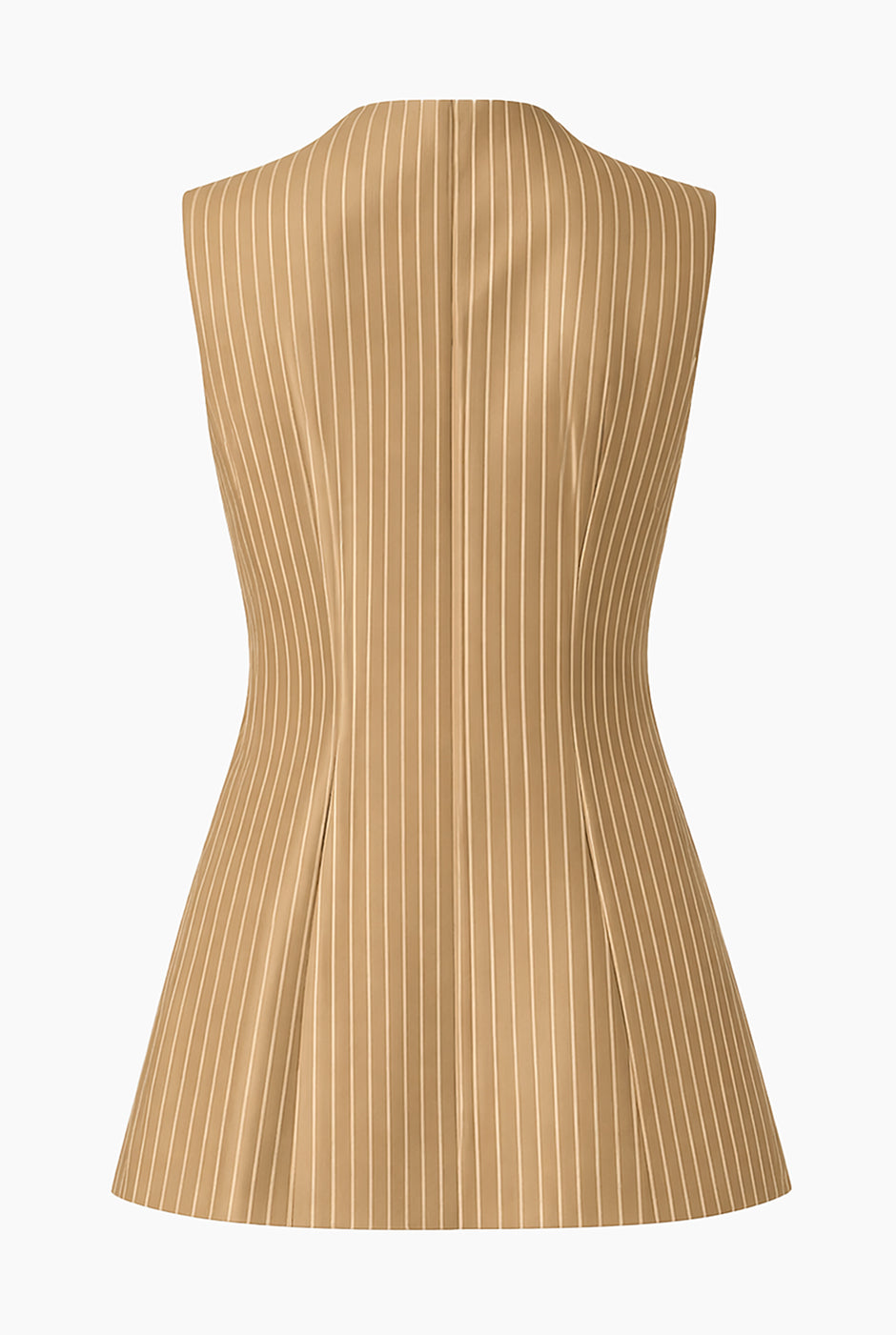 Chaleco sastreado de rayas beige con botones y bolsillos