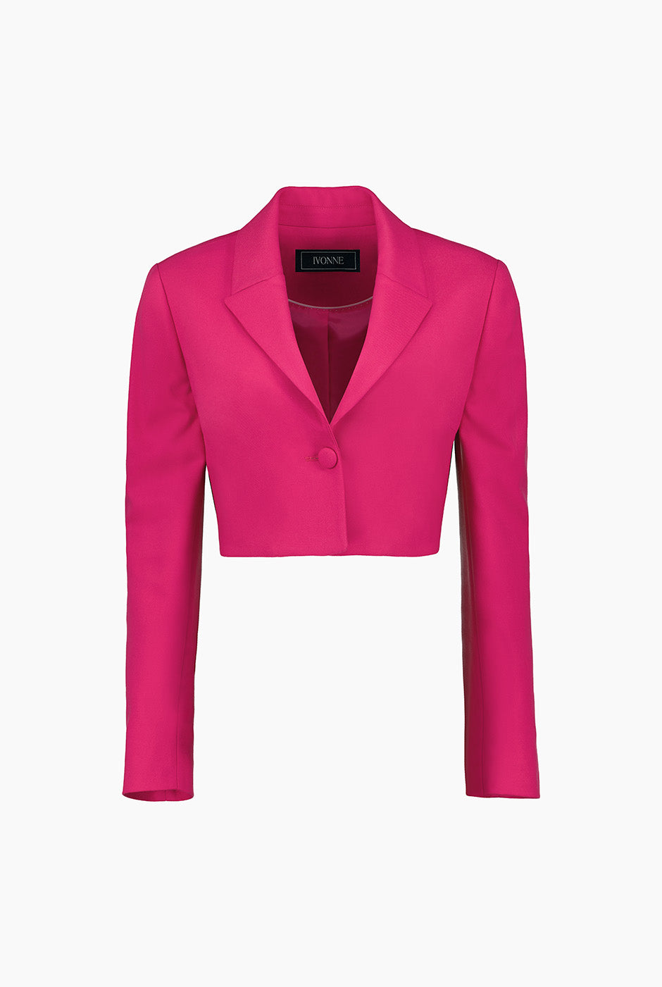 Saco torero rosa con botón frontal y solapa