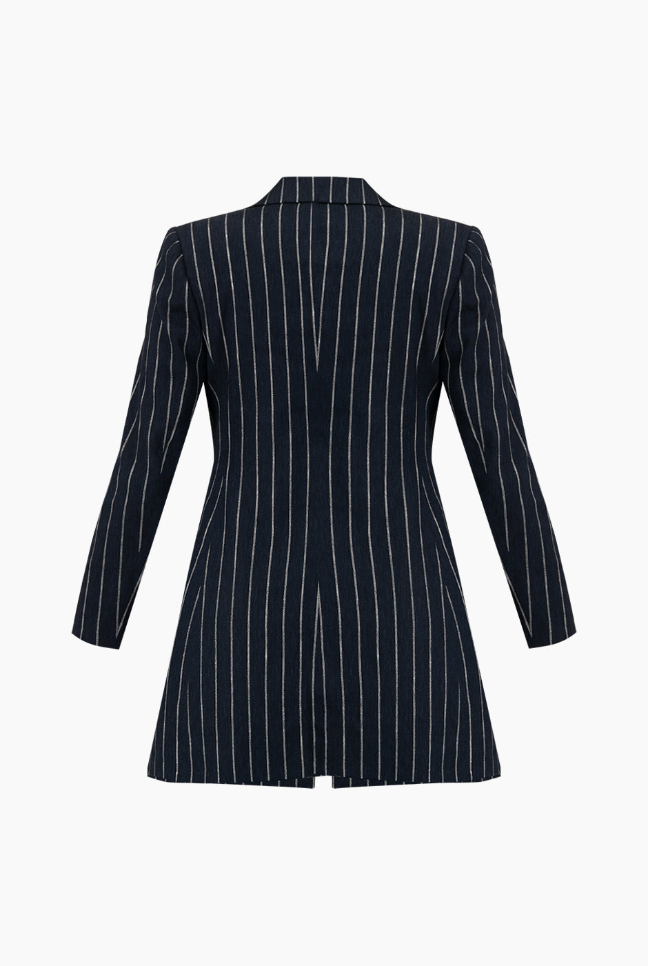 Saco blazer azul marino con rayas y bolsillos