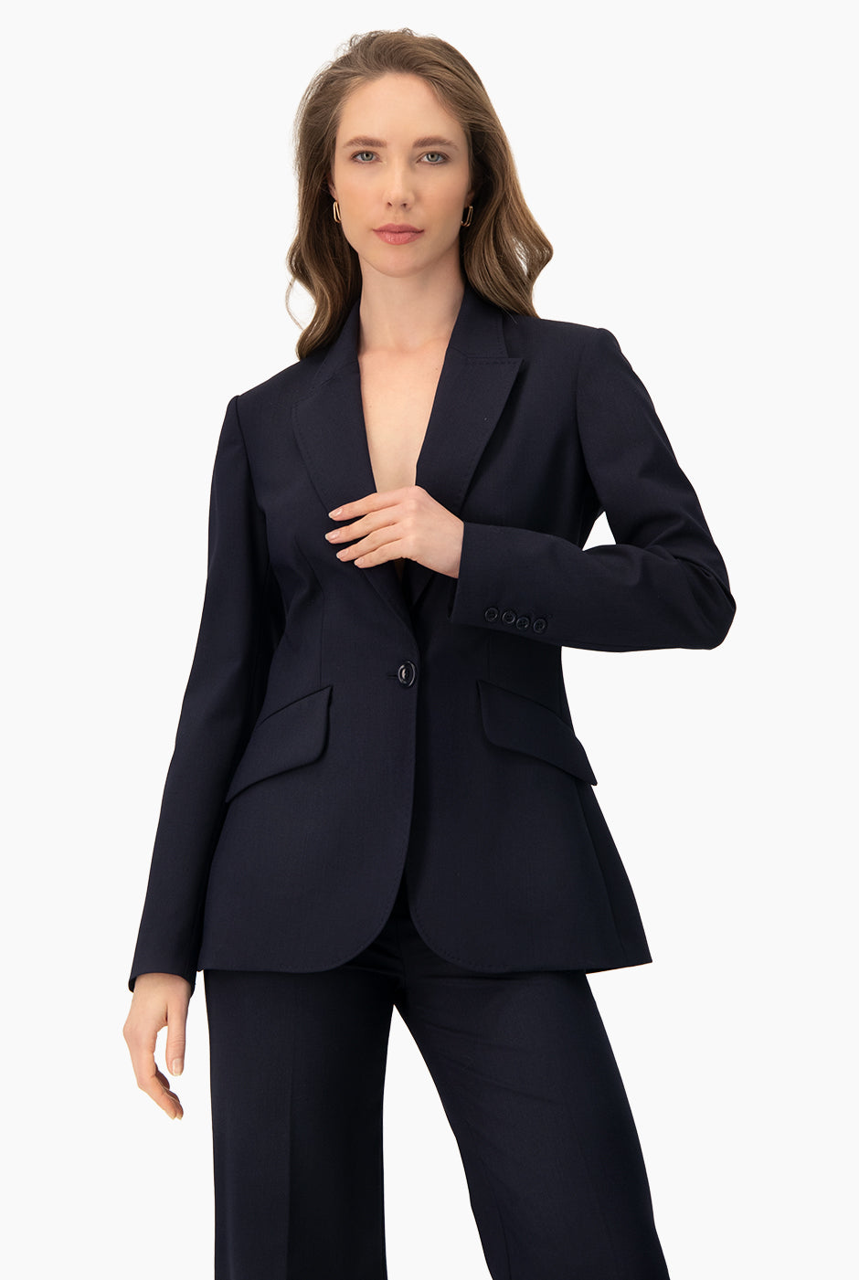 Saco Marino Sastreado de un Botón Elegancia Ivonne