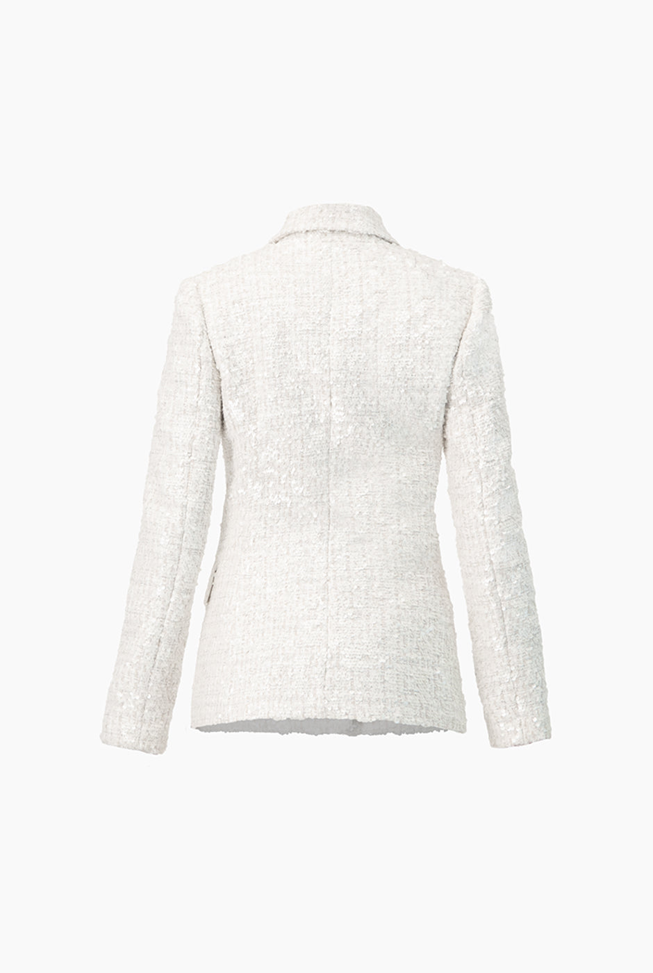 Saco cruzado marfil con tres botones y lentejuelas