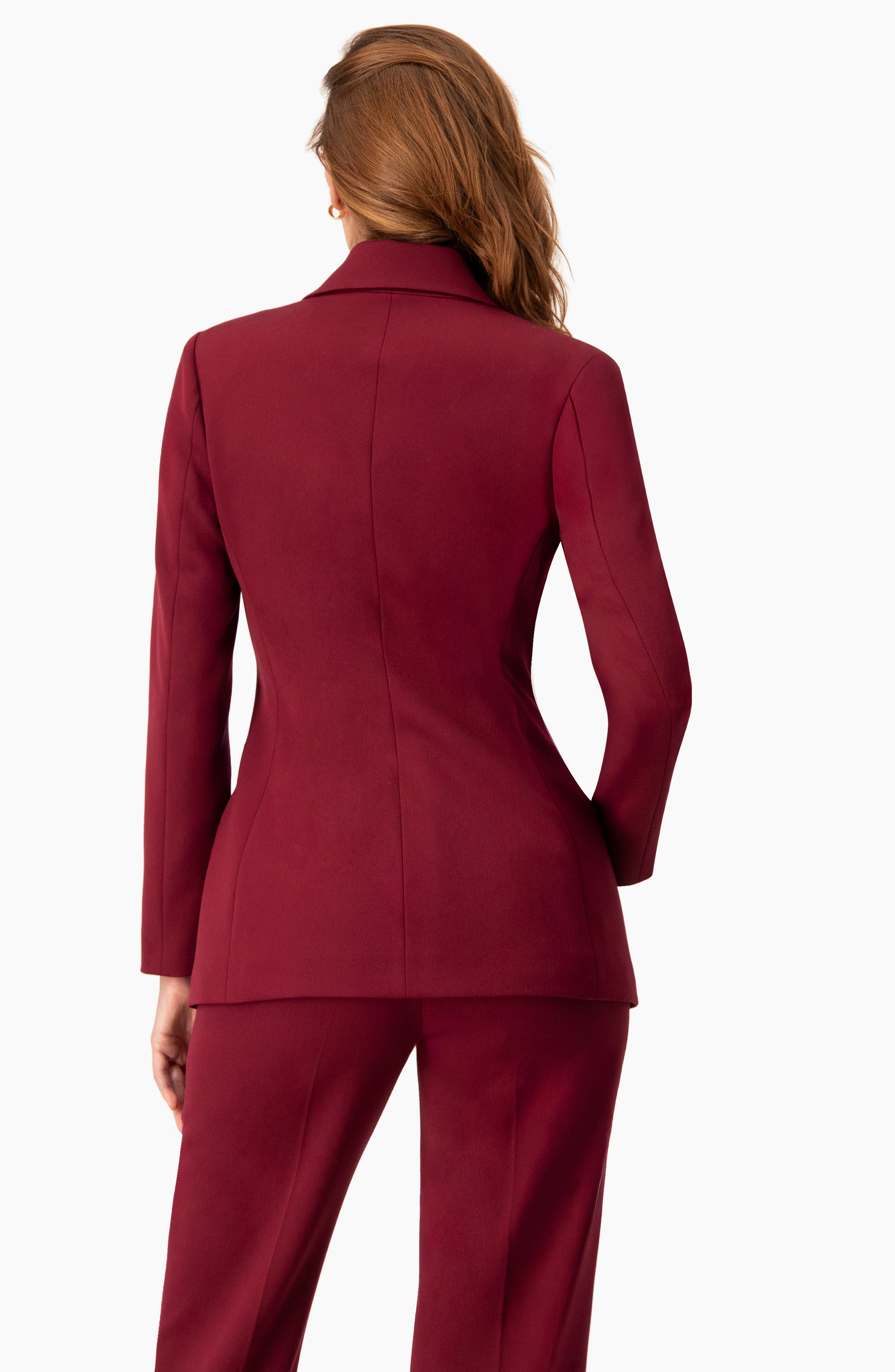 Saco blazer vino sastreado con botón frontal