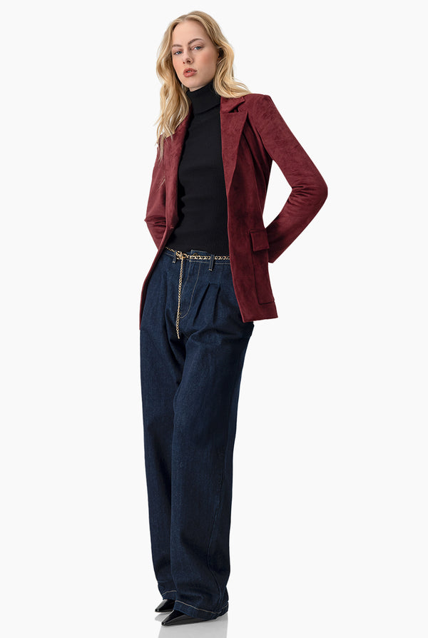 Saco vino con cinta en cintura