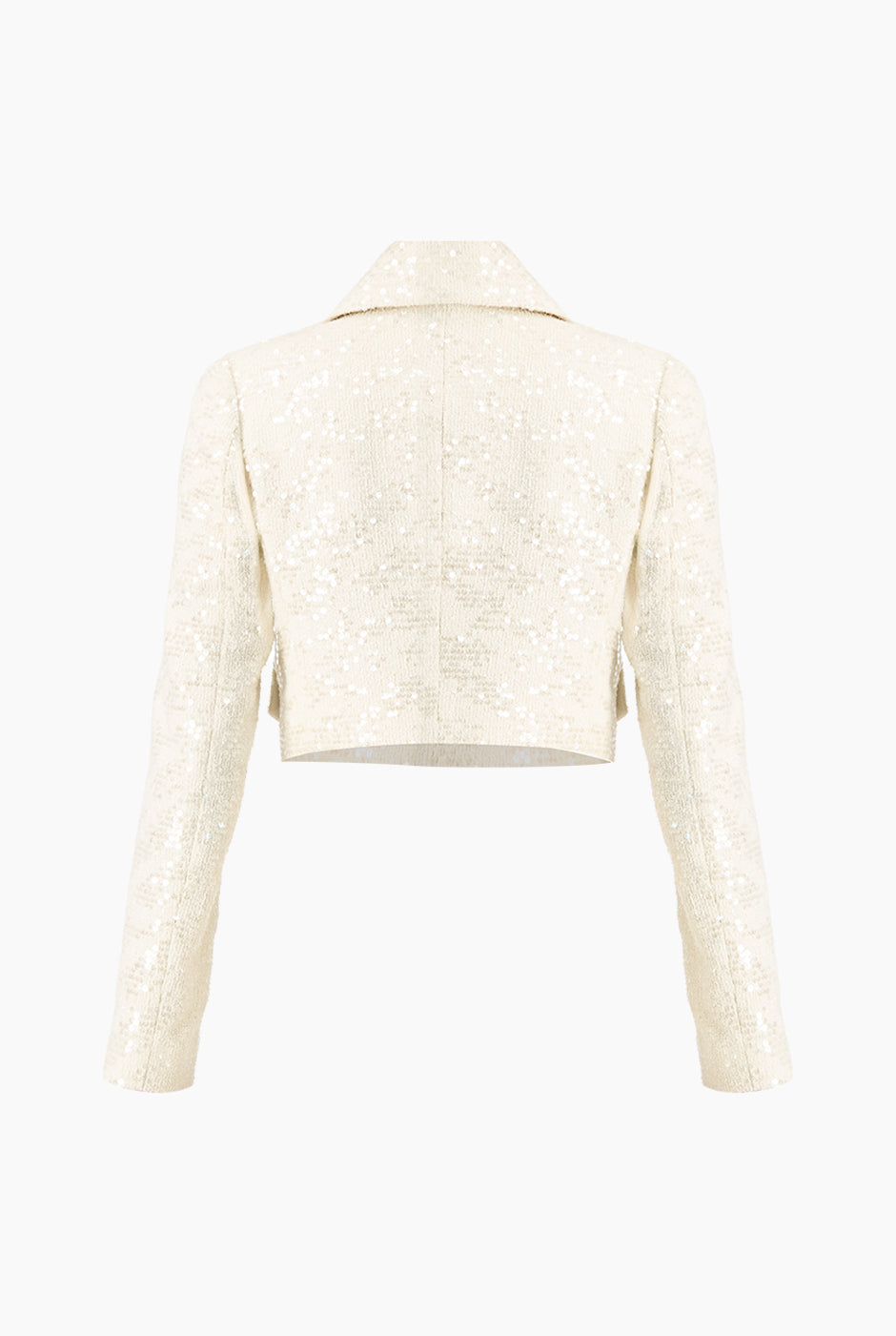Saco corto marfil con lentejuelas y botones frontales