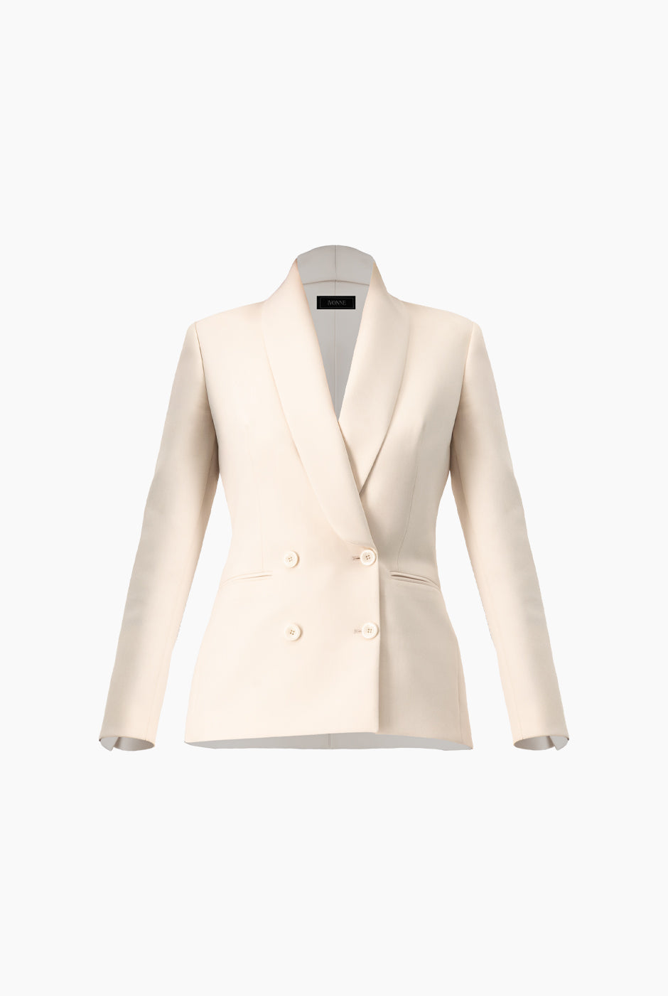 Saco liso marfil con doble botonadura y solapa esmoquin