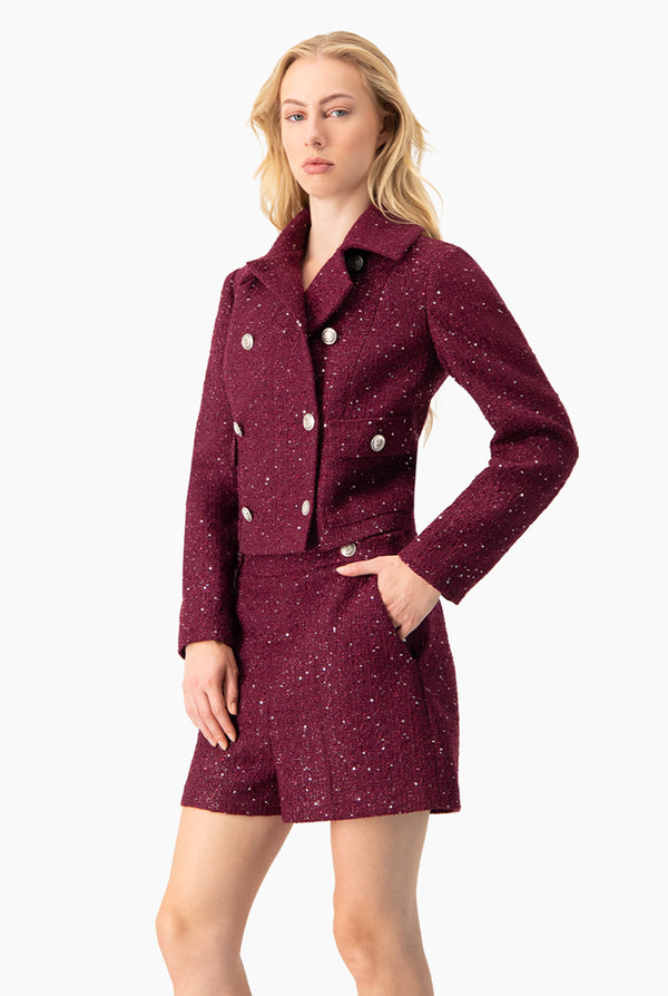 Saco corto cruzado de botones