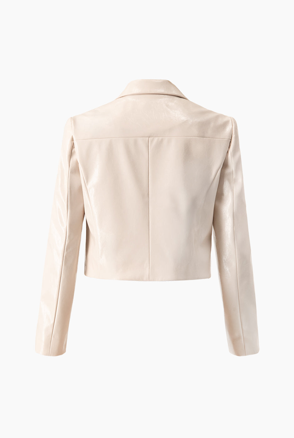 Saco blazer marfil de vinipiel con botones y solapa