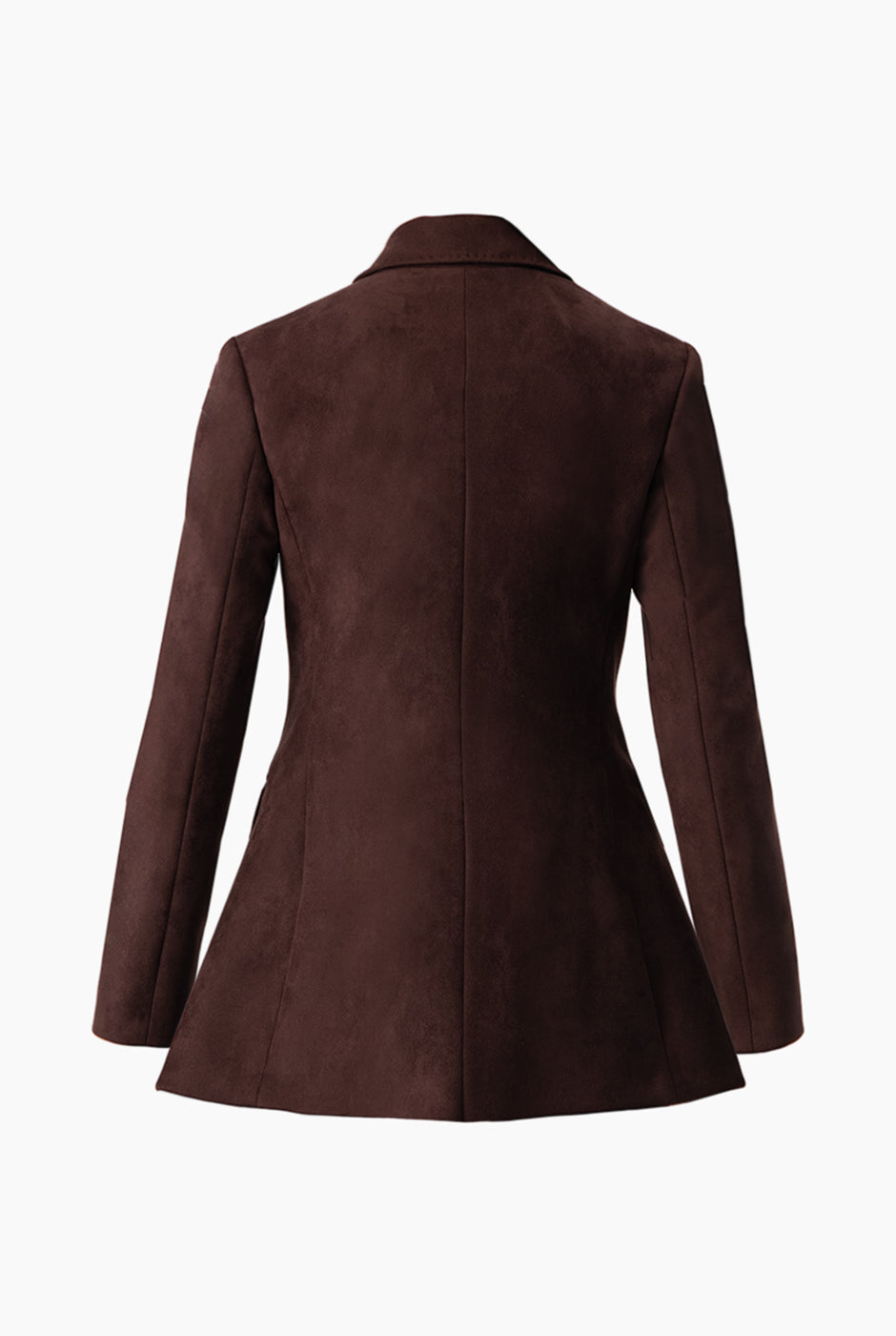 Saco blazer café liso con botón frontal y solapas