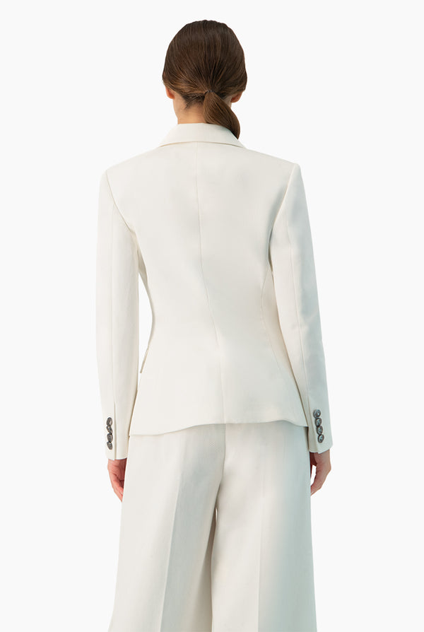 Saco cruzado blanco con bolsillos