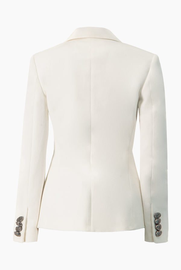 Saco cruzado blanco con bolsillos