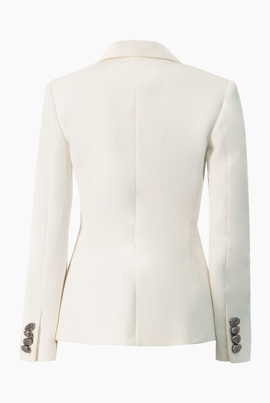 Saco cruzado blanco con botones dobles y bolsillos