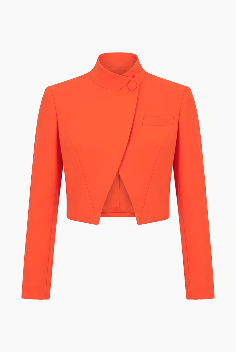 Saco corto cruzado naranja con botones y bolsillo en pecho