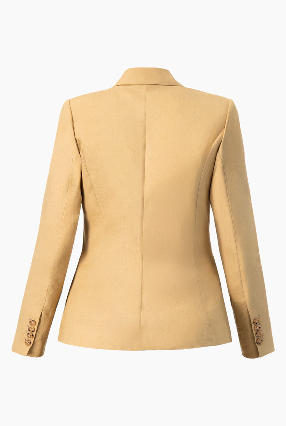 Saco sastreado beige de lino con botón frontal