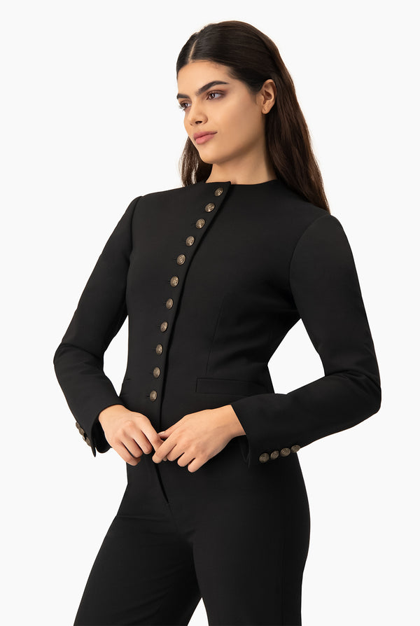 Saco negro con botones