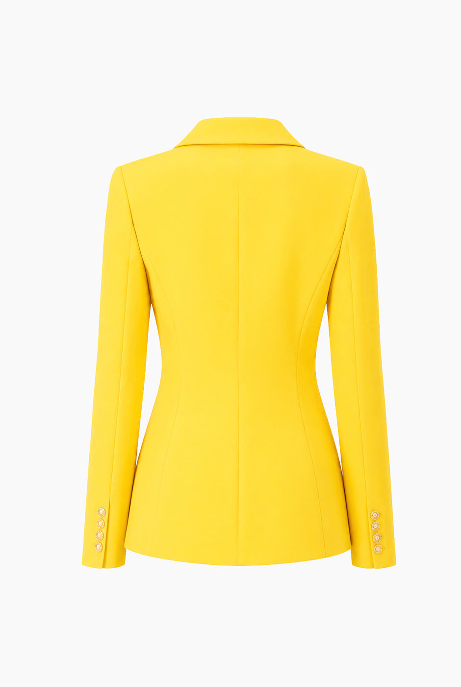 Saco Ivonne amarillo de cruce sencillo con botón frontal y bolsillos