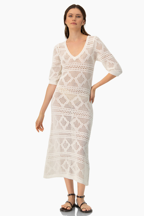 Vestido Off-White Calado