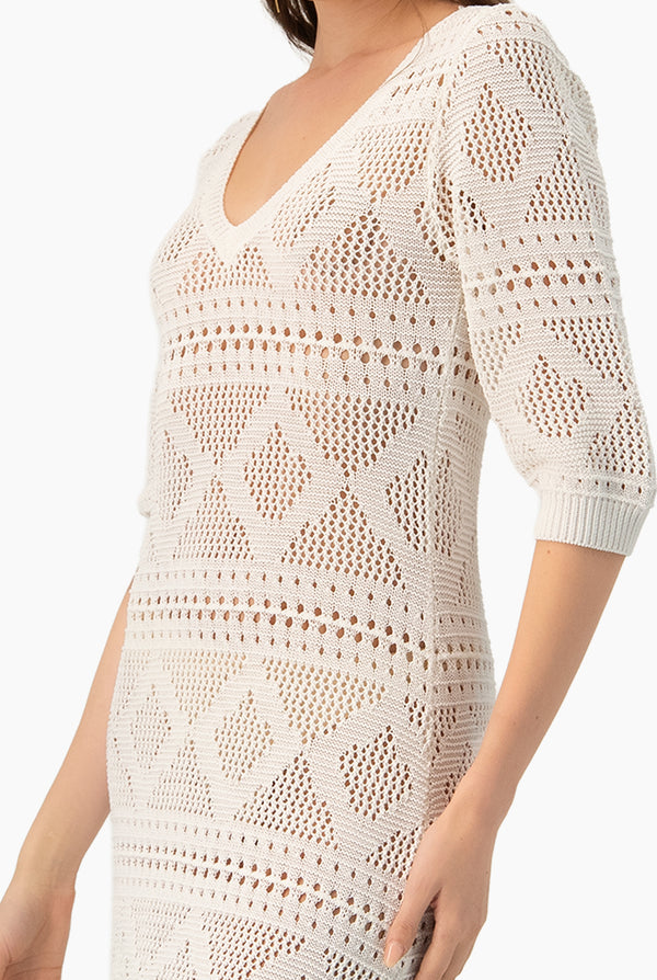 Vestido Off-White Calado