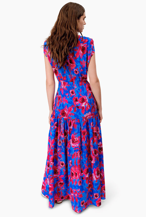 Vestido maxi estampado escote en V