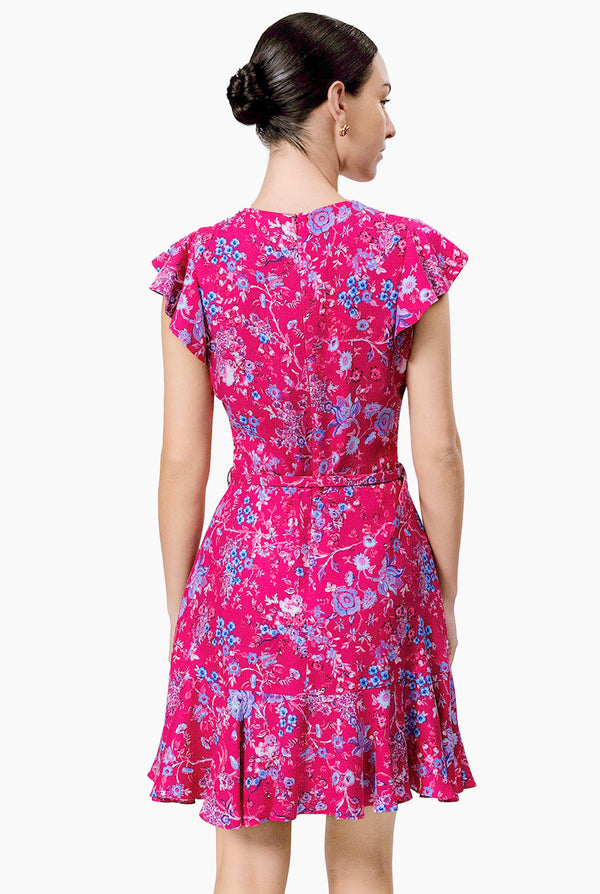 Vestido estampado de manga olan