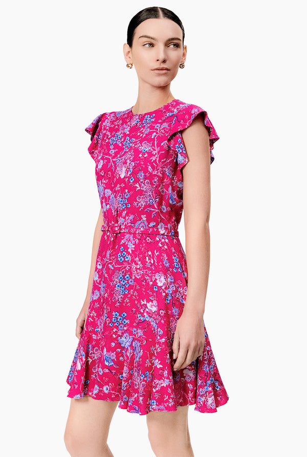 Vestido estampado de manga olan