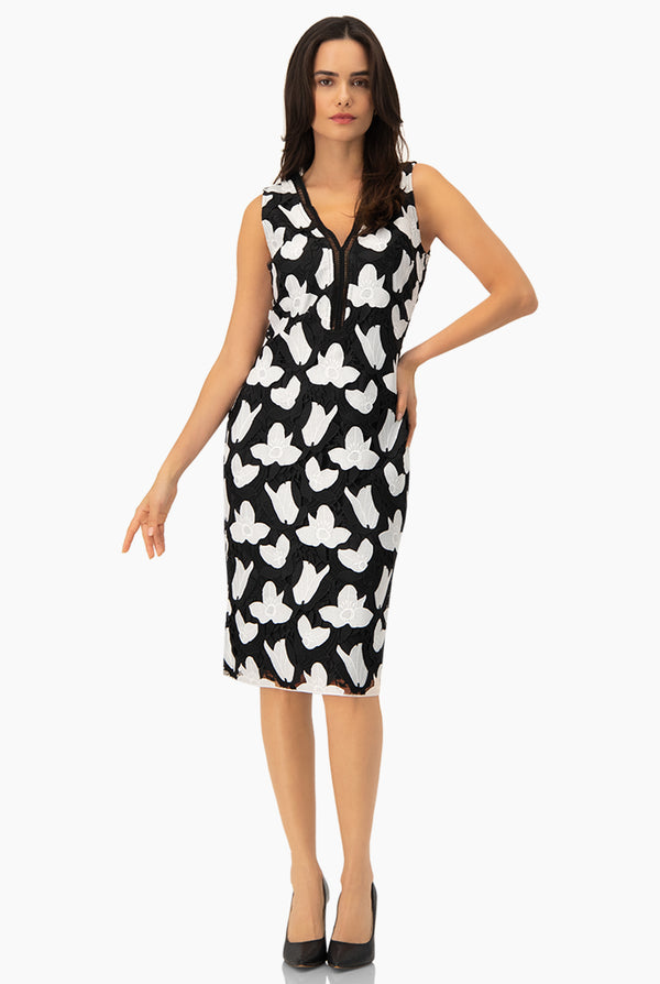 Vestido midi sin mangas y escote V