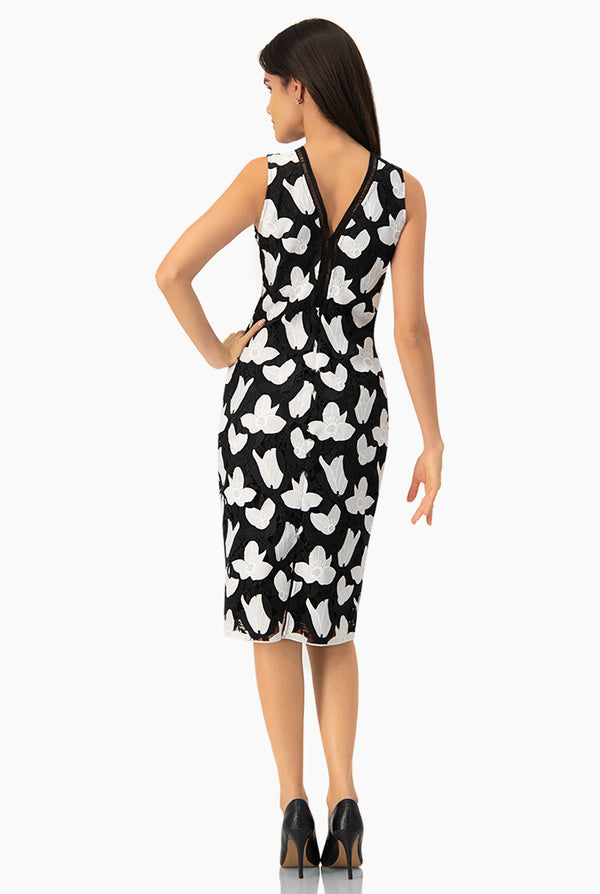 Vestido midi sin mangas y escote V