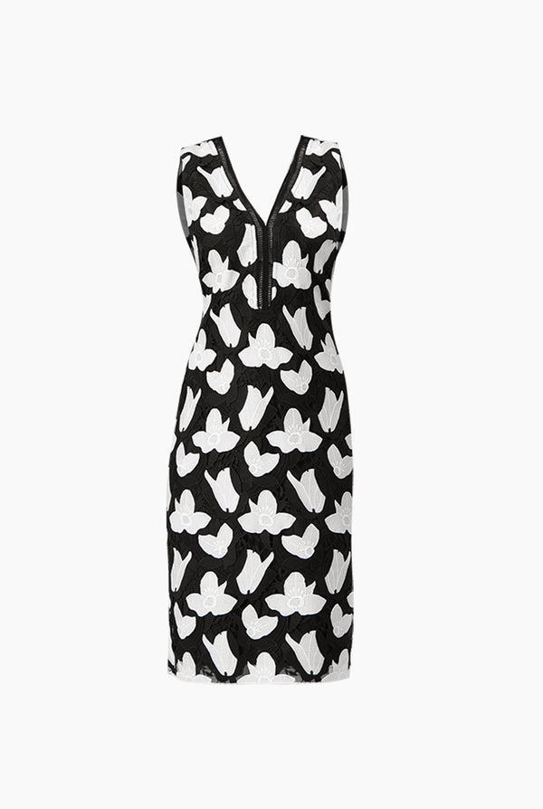 Vestido midi sin mangas y escote V