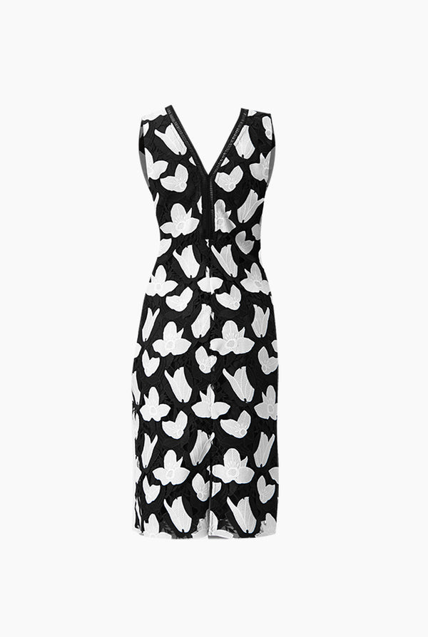 Vestido midi sin mangas y escote V