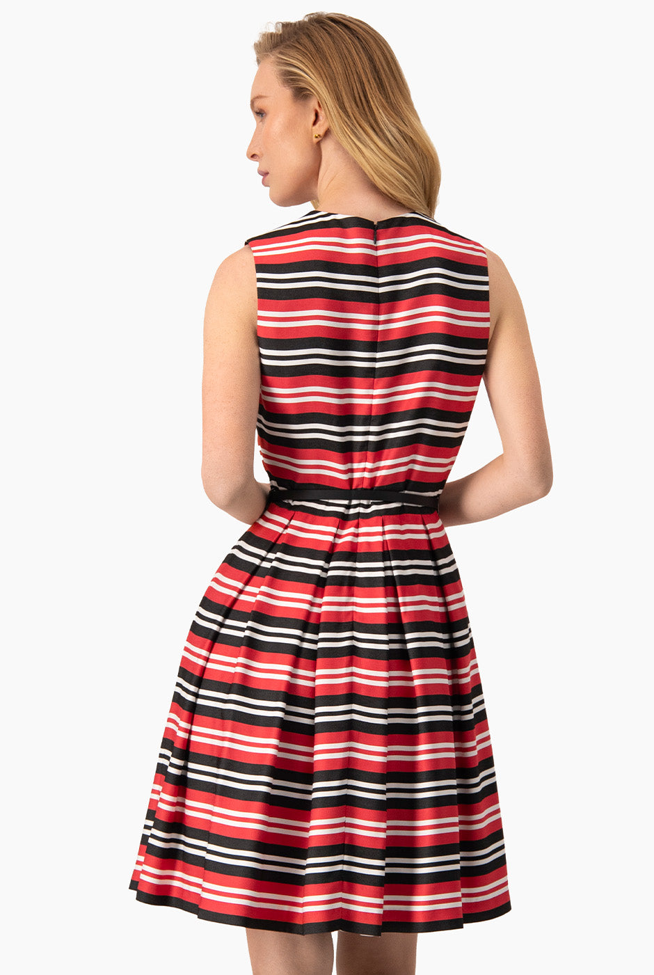 Vestido midi de rayas sin mangas, multicolor