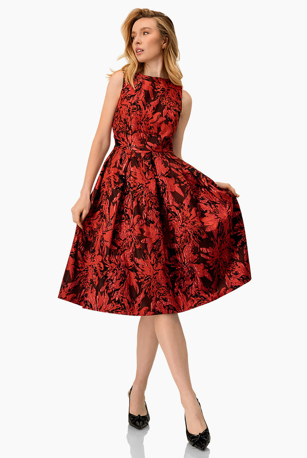 Vestido midi y cuello redondo