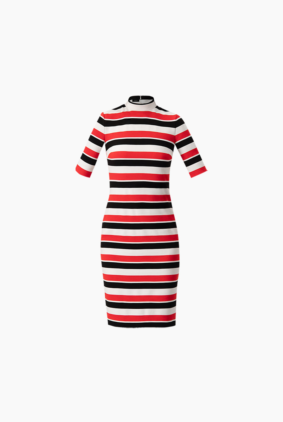 Vestido midi multicolor con rayas y abertura trasera