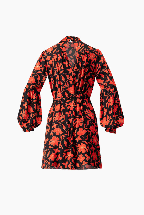 Vestido corto estampado cuello alto