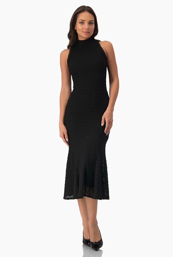 Vestido midi tejido negro