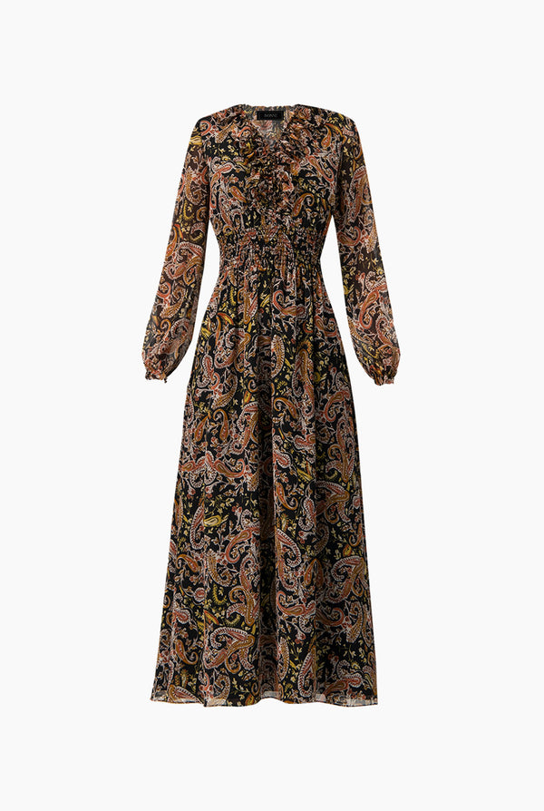 Vestido largo con detalle de smock