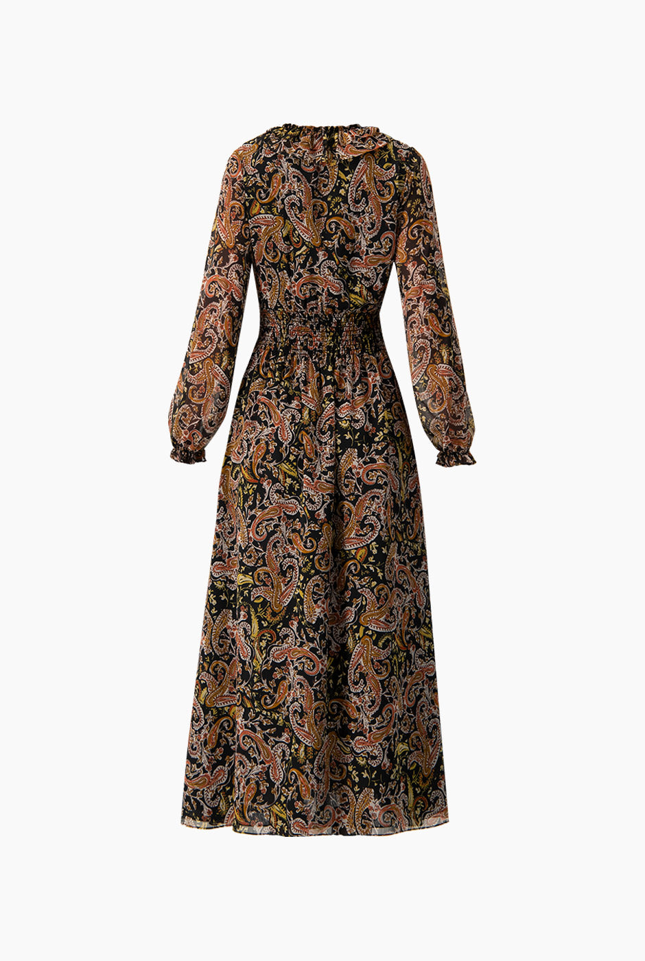 Vestido largo bohemio multicolor con escote en V y smock