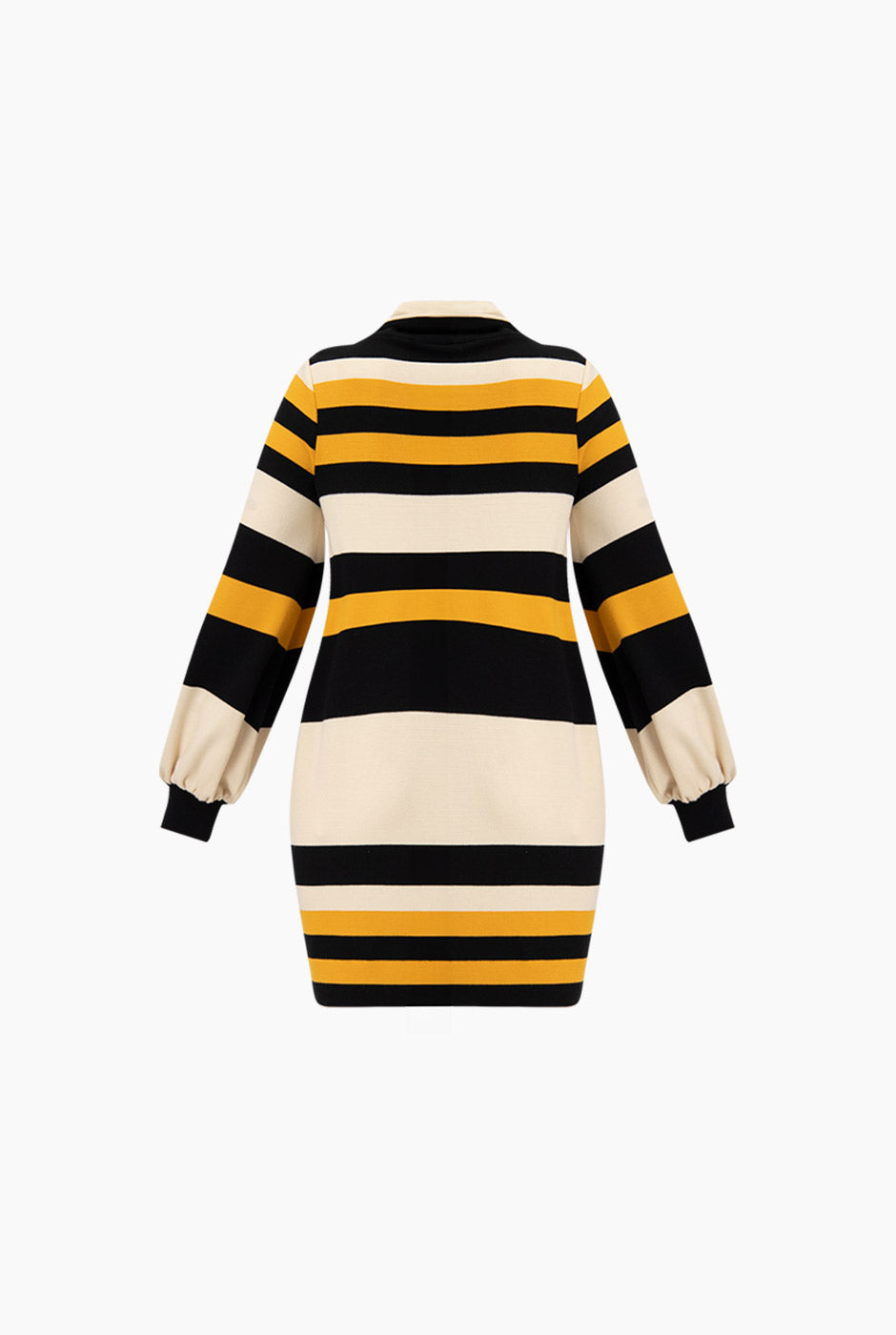 Vestido recto de manga larga multicolor con bloques de color